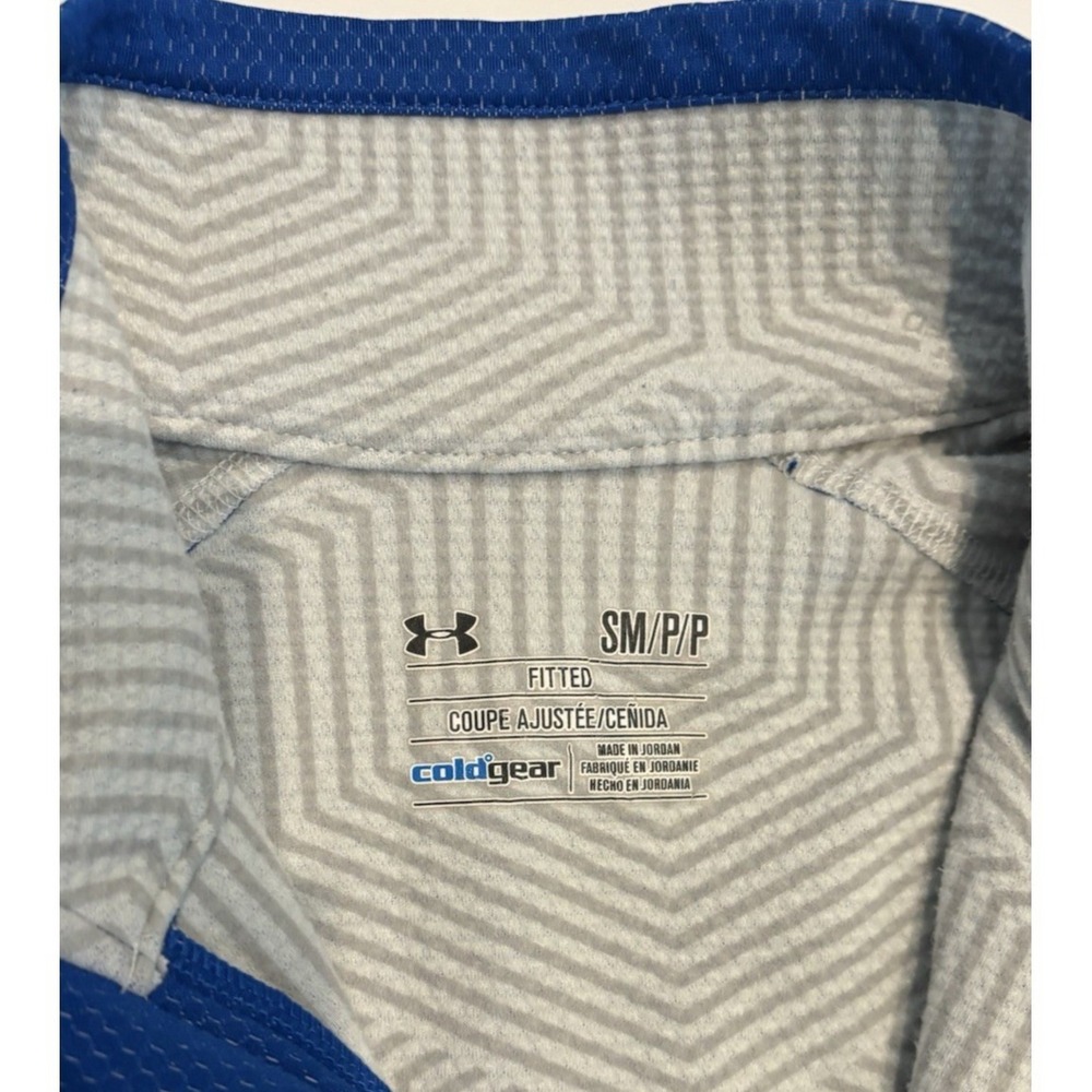 Under Armour ColdGear Mens Small Blue Fitted 1/4 Zip Long Sleeve Training Top - Picture 4 of 12